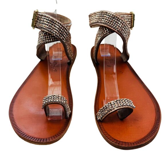 Free People Sunset Cruise Minimal Toe Ring Crystal Wrap Sandals Women's 40/9 - Picture 2 of 10